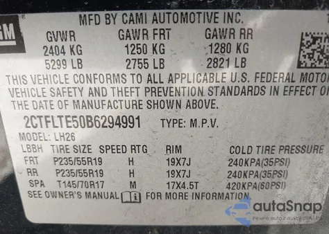 2011 GMC Terrain Sle-2 z USA, uszkodzony, nr VIN 2CTFLTE50B6294991